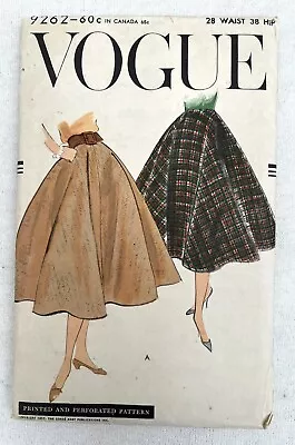 Vtg 50s Sewing Pattern Vogue 9262 Dress Fit Flare Skating Circle Skirt Waist 28” • $8.50