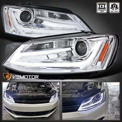 Fits 2011-2014 Volkswagen Jetta MK6 LED Strip Projector Headlights Lamps LH+RH • $261.38