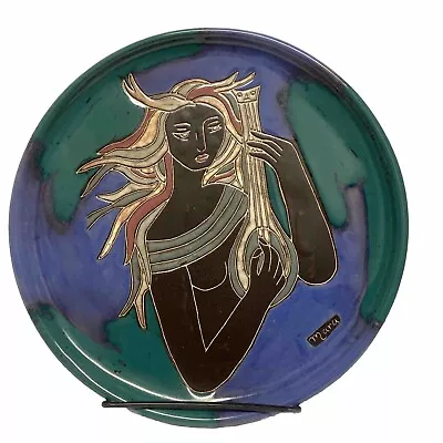 Mara Stoneware Round Platter Woman W/Instrument Mexico. Pottery 11-3/4” • $54.99