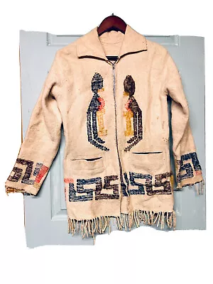 Vintage Wool Fringe Zip Jacket Artisan  • $40