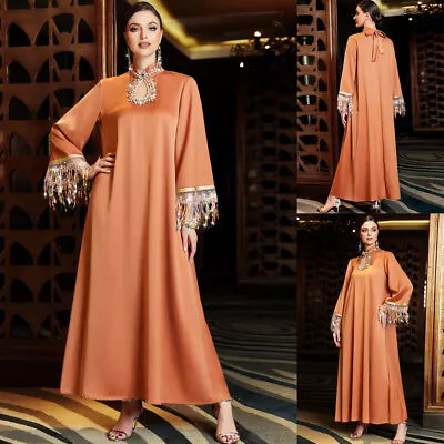 Women Abaya Dubai Kaftan Muslim Long Dress Ramadan Islamic Caftan Moroccan Robe • $53.81