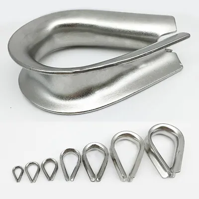 Stainless Steel Thimble Thimbles Wire Cable Rope Cable Loop Clips Clamps1.5-32mm • £154.55