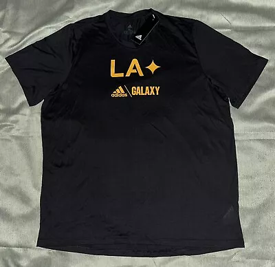 Adidas Los Angeles LA Galaxy Pregame Black T Shirt Mens XL New $35MSRP H47144 • $17.99