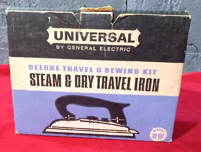 Vintage General Electric Universal Folding Steam ‘N Dry Travel Iron & Sewing Kit • $22.49