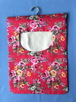 Hand Made Fabric Peg Bag With Wooden Hanger Floral Design & Fully LIned • £5.95