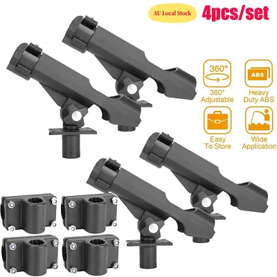 4PCS Adjustable Kayak Boat Fishing Rod Holder 360 Degree Swivel Side Mount Kit • $45.99