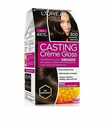 Loreal Paris Casting Creme 4Xmore Glossy Hair Color Darkest Brown 300 87.5g+72ml • £24.18