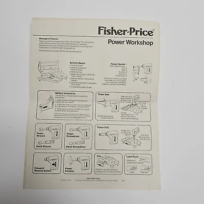 Fisher Price Power Tools Workshop Instructions Only. Replacement Original Part • $4.89