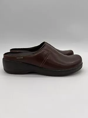 Mephisto Geike Brown Leather Slip On Mules Clogs Womens Size 10 • $59.99