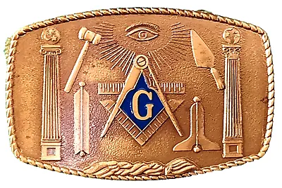 Vintage Masonic Bronze Belt Buckle; Western-Style By Harry Klitzner - Circa 1981 • $26.95