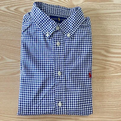 £29.90 • Buy Ralph Lauren Mens Shirt Medium Blue White Check 21  Pit-to-Pit Designer Fashion