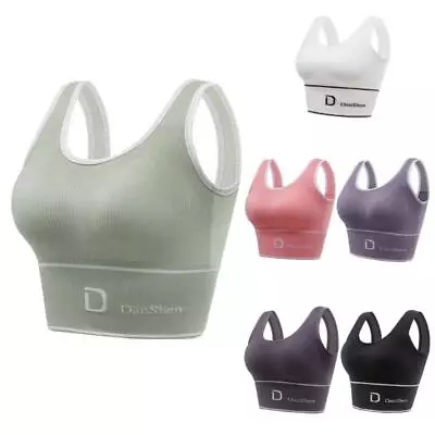 Women Sport Bra Workout Gym Activewear Comfy U Shape Back Fitness Yoga Crop Top • £5.74