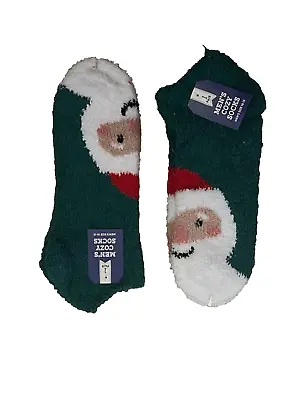 2 Pk/Pair Mens Christmas Themed Winter Cozy Fuzzy Socks Santa NWT SIZE 10-13 • $7.99