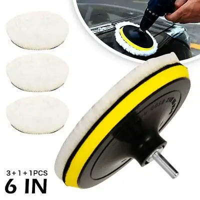 £6.49 • Buy 5Pcs 6  Buffing Polishing Pads Wool Wheel Mop Set Car Polisher Pads Waxing Kit U