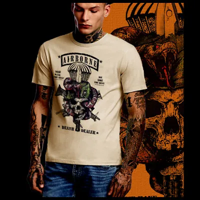 Airborne Paratrooper T-shirt Army Special Forces Ranger Jump Wings Combat Skull • $19.99