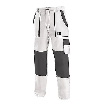 Work Trousers Painters Decorators Pants Combat Style Cotton White All Size LARGE • £21.45