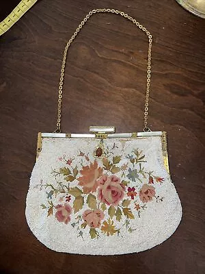 Very Vintage 1930s Micro-Beaded And Embroidered Purse • $150