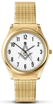 Sekonda Men's Masonic Watch With White Dial And Gold Expanding Strap 90098 • £29.99