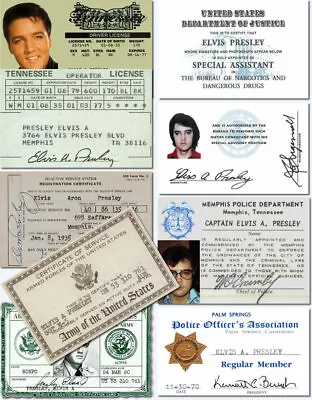 Elvis Presley I.D. + DEA Card Collection (9 Individual Cards) • $61.95