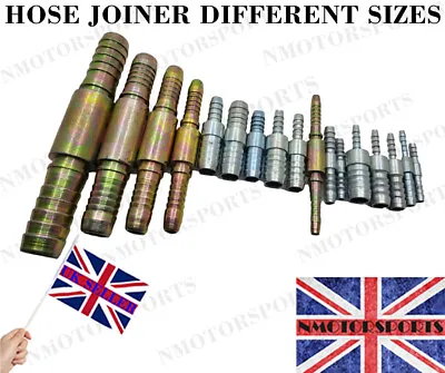 £5.99 • Buy Steel Brass Bzp Hose Joiner Barbed Connector Reducer Fitting Air Fuel Water Pipe