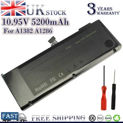 A1382 Battery For Apple A1286 I7 Early 2011 Mid 2012 Unibody MacBook Pro 15 Inch • £23.35