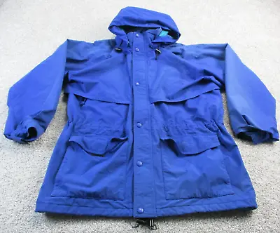 Vintage Eddie Bauer Mens Parka Jacket Full Zip Vented Rain Coat Blue Large GUC • $35.15