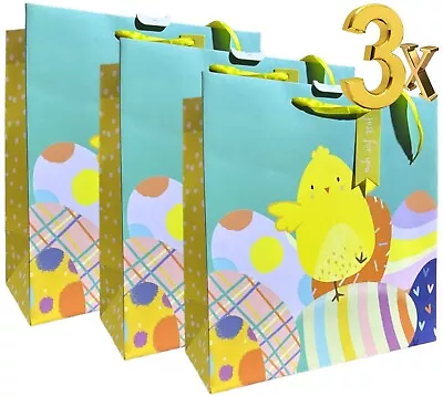 3x Large Square Easter Eggs Luxury Present Gift Bags Easter Gift Bag With Tag • £7.99