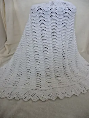 £25 • Buy New Soft White Hand Knitted Baby Shawl/Blanket