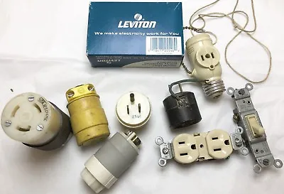 Mixed Lot Of 9 Vtg Old NOS Electrical Plugs Socket Switch Electrical GFI Archer  • $25