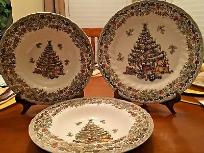 Churchill Myott Factory Christmas Tree 9.5  Dinner Plate & Two 8.5  Bowls • $30