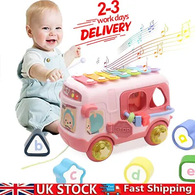 Baby Musical Bus Toys Toddler Activity Cube With Lights & Sounds Kids Toy Gift • £11.90