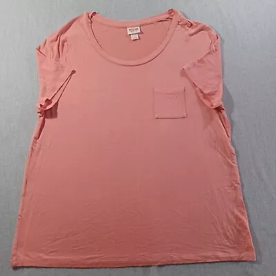 Mossimo Womens Top Large Red Short Sleeve Round Neck Pocket • $1.98