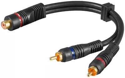 PRO 20cm RCA PHONO Y SPLITTER CABLE ADAPTER 1 Female To 2 X Male OFC Gold • £3.75