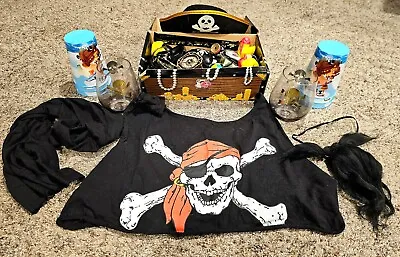 Lot Of Treasure Pirate Party Favors Hat Mustache Crop Top Scarf/Bandana Cup • $40
