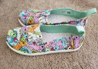 TOMS My Little Pony Classic Slip On Shoes Alpargata Youth Kids Size 1 Rainbow • £59.38