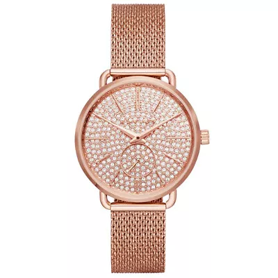 Womens Wristwatch MICHAEL KORS PORTIA MK3878 Steel Mesh Gold Rose Swarovski • $290.17