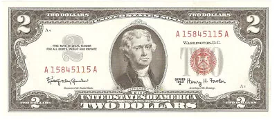 1963 A $2.00 Bill Red Seal United States Bank Note Crisp Unc • $3