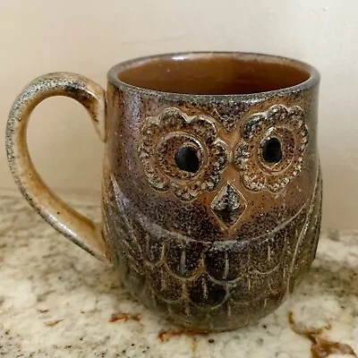 Vintage Brown Stoneware Textured Owl Mug/Cup • $19.49