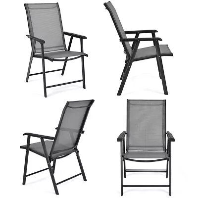 Set Of 4 Outdoor Patio Folding Chairs Camping Deck Garden Pool Beach W/Armrest • $149.98