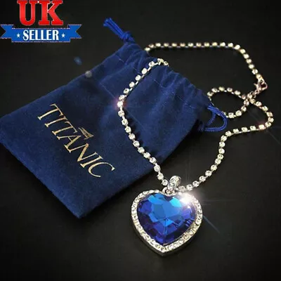 Heart Of The Ocean Titanic Necklace Ladies Fashion With Crystal Necklaces Gifts • £7.19