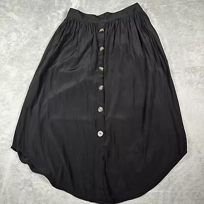 J. Jill Skirt Womens Extra Small Petite XSP Black Pleated Button Front Long • $17.43