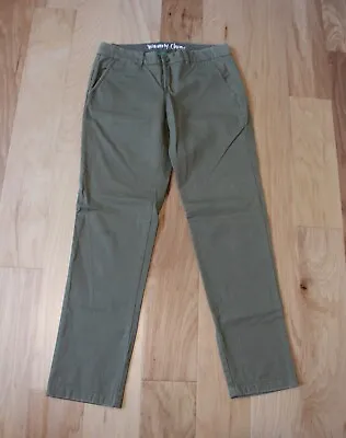 J. Crew Olive Green Waverly Slim Leg Flat Front Chino Cotton Pants Size 2 • $9.99