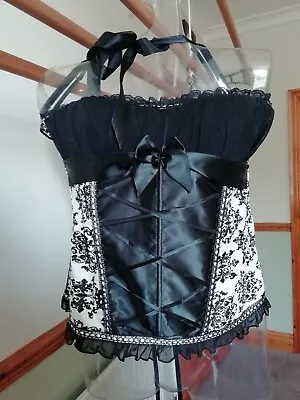 Nwot Sexy Black & Cream Laced Back Corset/basque - Many Pretty Features L/ XL • £12