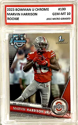 Marvin Harrison Jr 2023 Bowman U Chrome Graded Gem-mint 10 Rookie Card #100! • $39.95