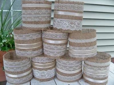 12 Burlap Mason Jar Sleeves DIY Wedding Decorations Rustic Wedding Ivory • $49