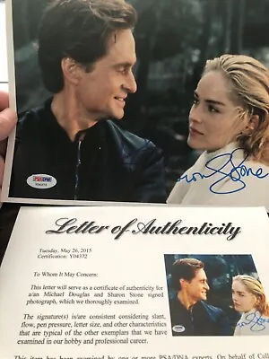 Autographed Michael Douglas An Sharon Stone 8x10 Photo Basic Instinct PSA Signed • $599