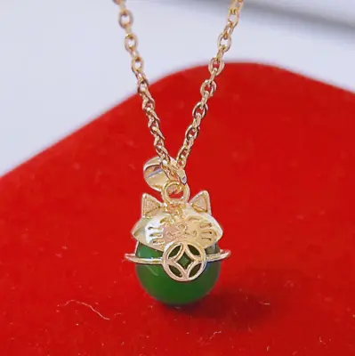 £3.75 • Buy Lucky Cat Emerald Necklaces Gold Pendant 925 Sterling Silver Women Girls Gift