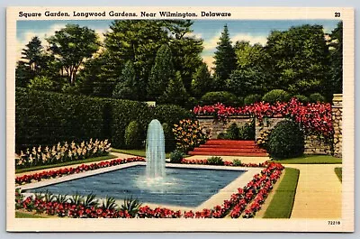 Vintage Postcard Square Garden Longwood Gardens Wilmington Delaware F6 • $3.65