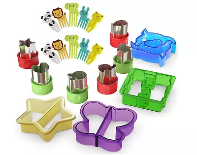 Sandwich Cutters For Kids With Cute Food Picks 20 Pc. Set Animal Cutouts For C • $27.73