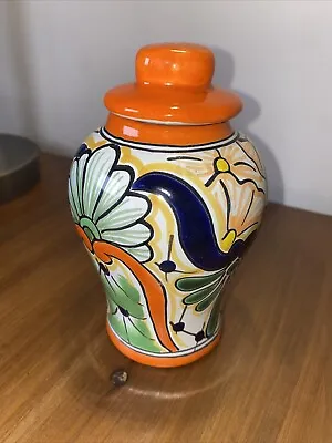 Talavera Pottery Ginger Jar With Lid Hand Painted Made In Mexico • $9.75